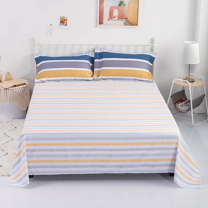 Abstract Geometric Stripe Lines Flat Sheet 3 Pieces 100% Cotton Bed Sheet Soft Comfortable Bedding for Guestrooms and Bedroom