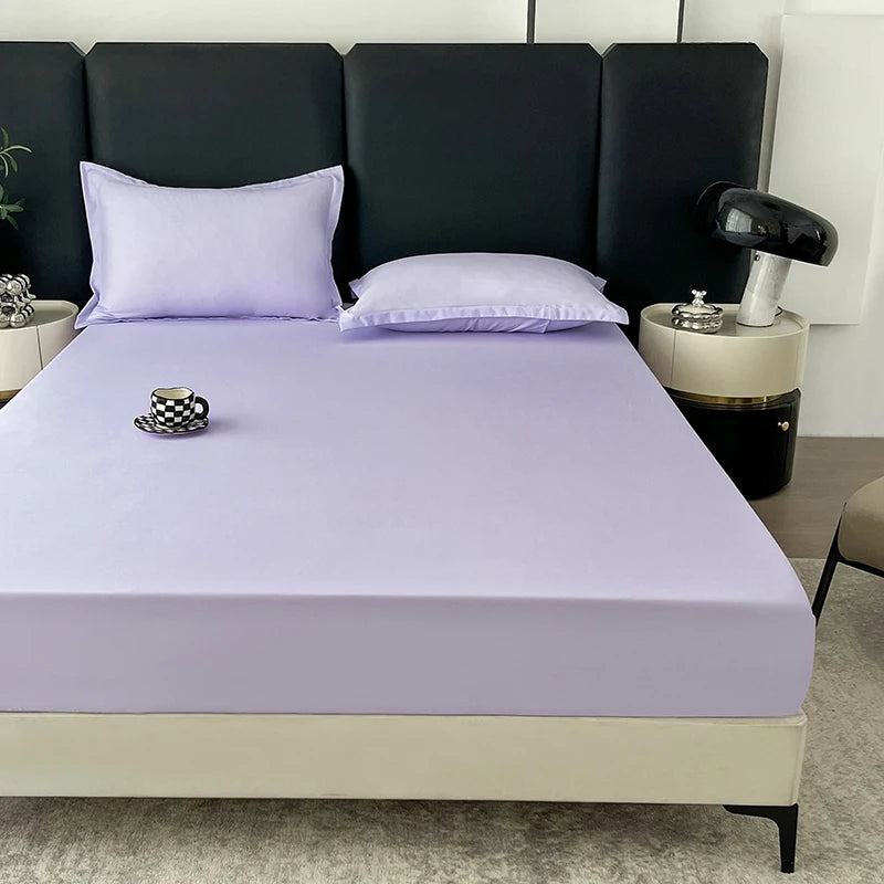 Solid Color Fitted Sheet with 2 Pillowcase Hotel Luxury Deep Pocket Sheet Soft Microfiber Breathable & Comfy Bed Sheet Set, Twin
