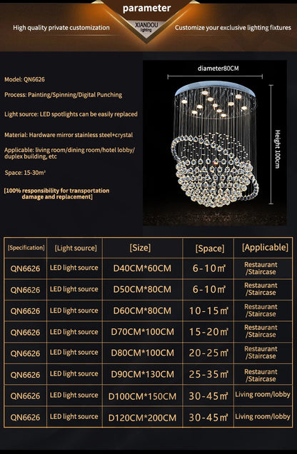 Creative Crystal Chandelier, Hotel Lobby, Restaurant, Duplex Building, Villa, High Ceiling, Living Room, Staircase, Long Chandel