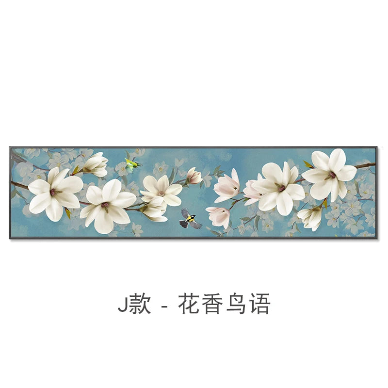 New Chinese Zen Flower and Bird Bedhead Painting Living Room Decoration Painting Sofa Background Wall Mural Painting Home Decor