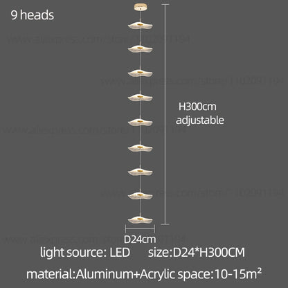 Led Staircase Pendant Lamp Modern Circular Lotus Leaf Living Room Chandelier Designer Villa Style Large Penthouse Chandelier