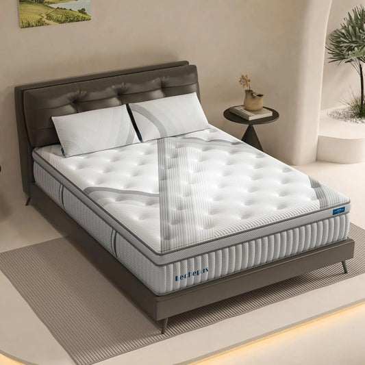 Full Mattress 14Inch Medium Plush Full Size Mattress in Box Hybrid Mattress with Memory Foam 7 Zone Individual Pocket Spring