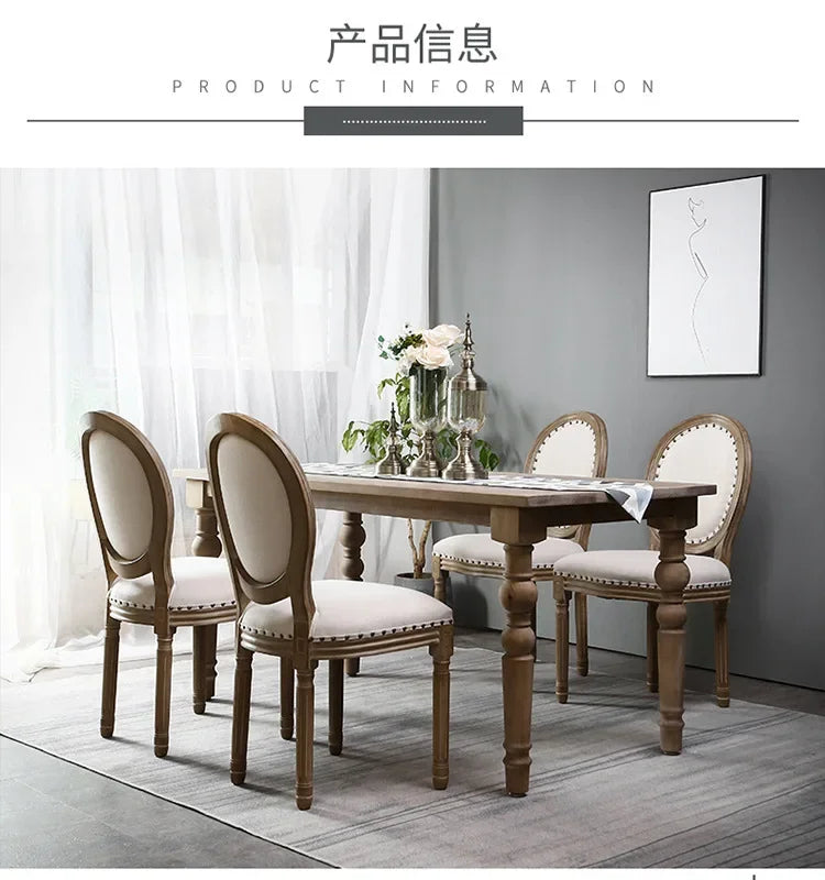 Retro Rattan Dining Chair Solid Wood French Chair Mobile Cafe Floor Modern American Country Leisure Chairs Home Furnitures