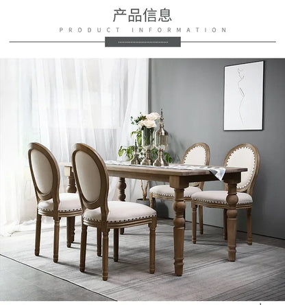 Retro Rattan Dining Chair Solid Wood French Chair Mobile Cafe Floor Modern American Country Leisure Chairs Home Furnitures