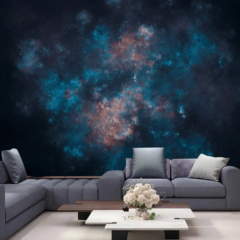 Mysterious Universe Space Starry Sky Blue Star Art Tapestry Wall Hanging Psychedelic Tapestry for Bedroom Living Room Decoration