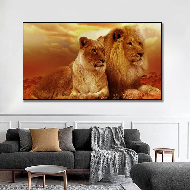 Large Size Lion Leopard Animals Posters African Elephant Tiger Wall Picture Canvas Painting One Piece Home Decoration No Frame