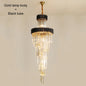 Large Top Long Crystal Led Chandeliers Hotel Hall Living Room Luxury Multi-layer Staircase Lighting Black Stainless Steel Light