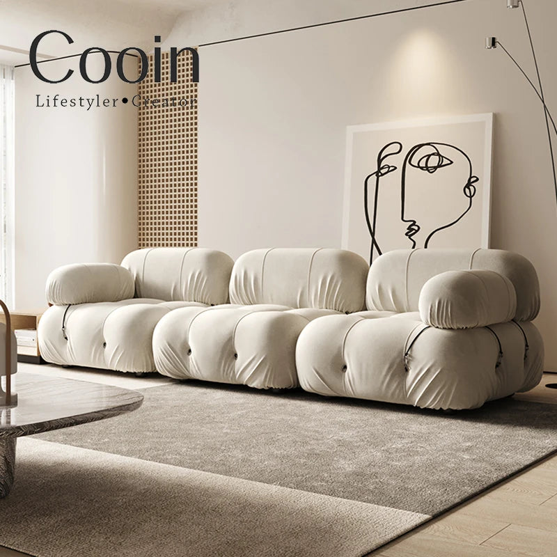 Combination square sofa Mario bedroom small apartment full sponge vacuum compression Living room leisure chair lazy fabric sofa