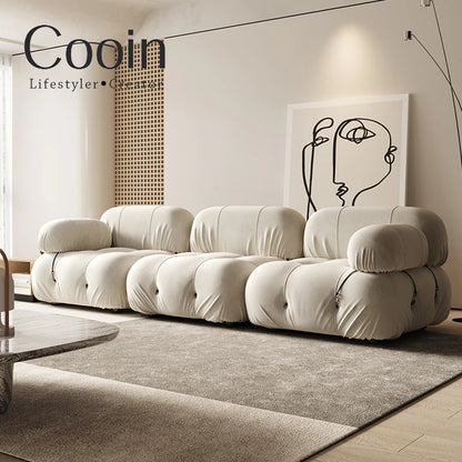 Combination square sofa Mario bedroom small apartment full sponge vacuum compression Living room leisure chair lazy fabric sofa