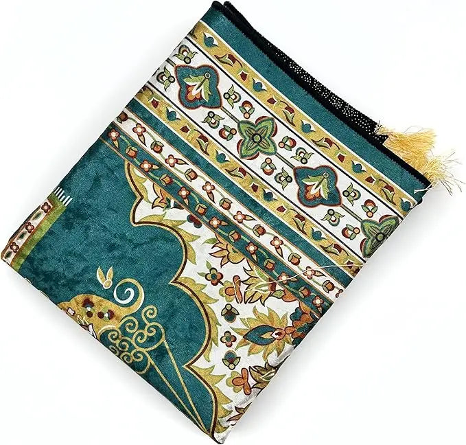 Nicoman Muslim Prayer Rug with Elegant Design | Janamaz | Sajadah | Soft Islamic Carpet Mat, Thick Velvet Fabric