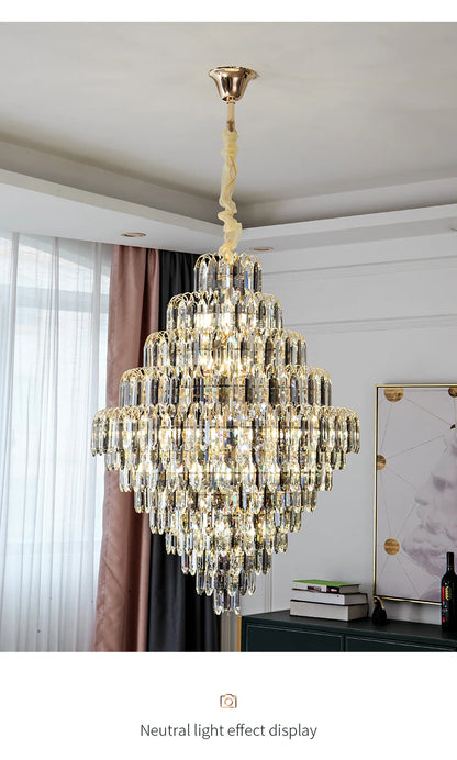 Designer LED Light Luxury Villa Main Hall Crystal Chandelier Luxury Hotel Restaurant Sales Office Custom Lights Pendant lights