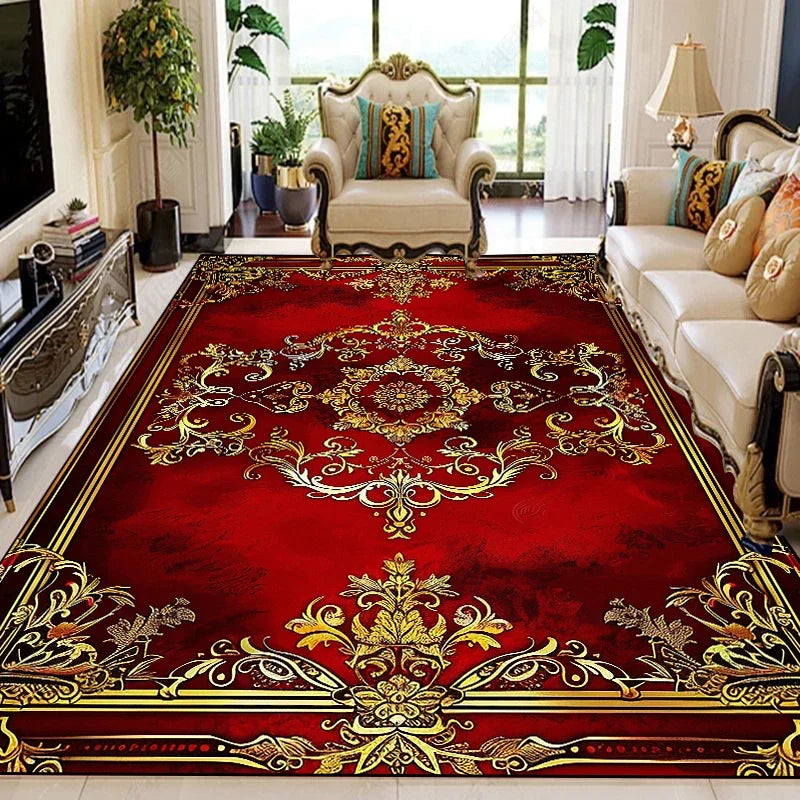European Retro Floral Large Carpet for Living Room Luxury Decoration Rug 200x300 cm Non-slip Bedroom Cloakroom Washable Soft Mat