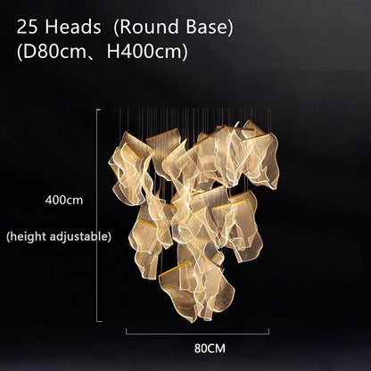 Light Guide LED Modern Chandelier living room decor lighting Duplex Rotating Stairs Pendant Lamp Dining room Hanging Lights
