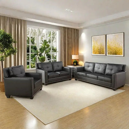 Cars Sofa for Living Room Set 3 Piece Modern Decor Loveseat Set with Arms and Nailhead,Includes Couch and A