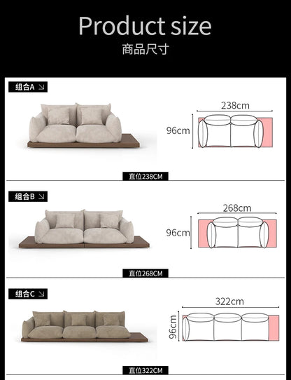Japanese-style log wabi-sabi wind platform bread fabric sofa living room minimalist creative furniture