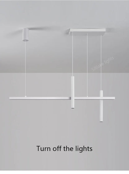 New restaurant chandelier modern simple dining room table bar lights long strip spotlight creative designer pendant lamps