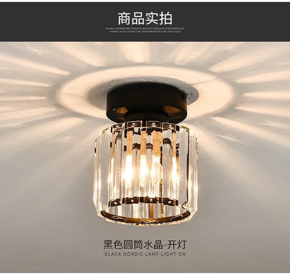 Modern Chandelier Crystal Ceiling Light Semi Flush Mount Ceiling Lighting Fixture Entrance Balcony Indoor Hang Lamp Lighting