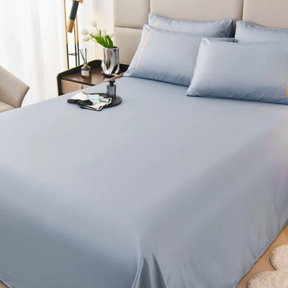 3PCS Solid Color Flat Sheet With English Embroidery Pillowcases Soft & Breathable Bed Sheet Hotel Quality Microfiber Bed Cover