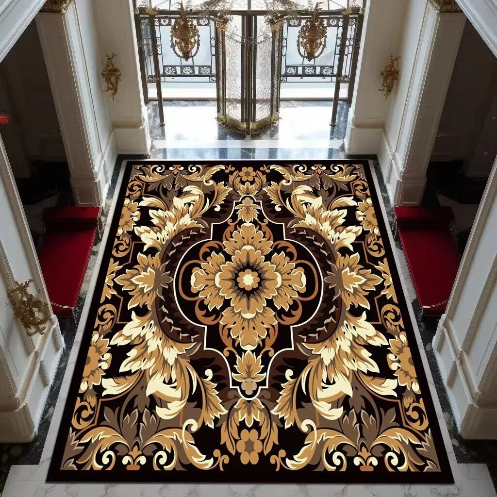 Black Gold High-end Luxury Carpet Living Room Large Area Rug Europe and America Home Decoration Bedroom Rug Washable Floor Mat