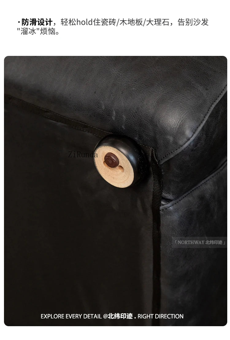 Retro all leather wabi sabi antique sofa Italian living room simple