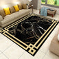 Black Gold Marble Area Rug Modern Abstract Geometric Rug Non-Slip Soft Floor Carpet Decor for Home Living Room Bedroom Office