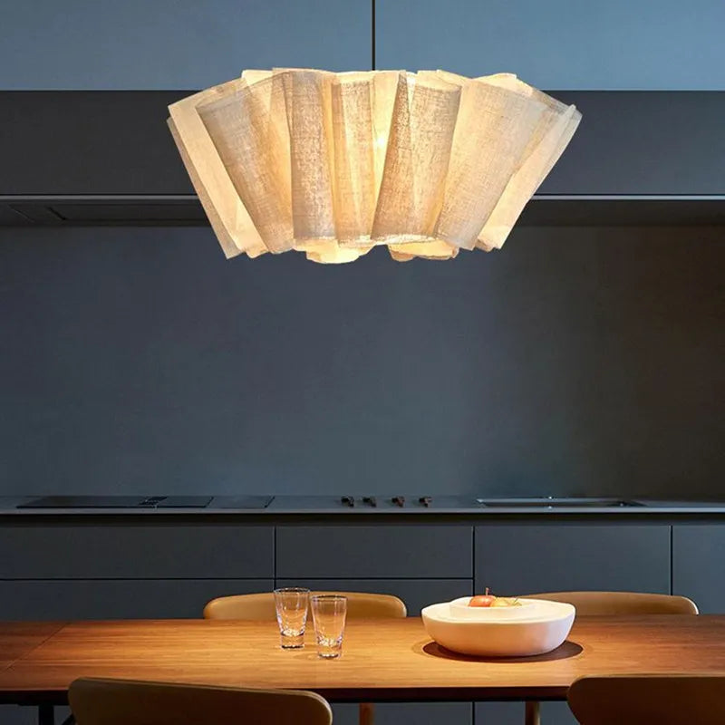 Handmade fabric LED chandelier Japanese retro study bar homestay living room fabric lighting
