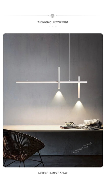 New restaurant chandelier modern simple dining room table bar lights long strip spotlight creative designer pendant lamps