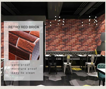 Red Brick Moisture-Proof Waterproof Renovation Sticker PVC Self-Adhesive Room Decoration Bedroom Study Background Wall Wallpaper