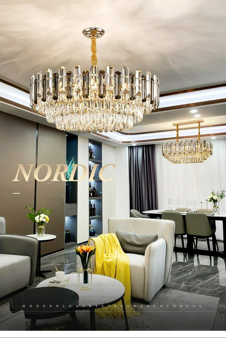 Post-modern Simple and Luxurious Crystal Chandelier Living Room Lamps Dining Room Decoration Household Led Indoor Lighting