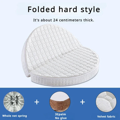 Double Spring Round Mattresses Folding Hard Foldable Queen Round Mattress King Size Sleeping Colchon Plegable Bedroom Furniture