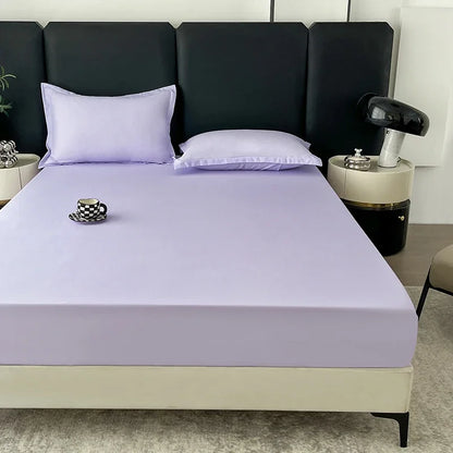 Solid Color Fitted Sheet with 2 Pillowcase Hotel Luxury Deep Pocket Sheet Soft Microfiber Breathable & Comfy Bed Sheet Set, Twin