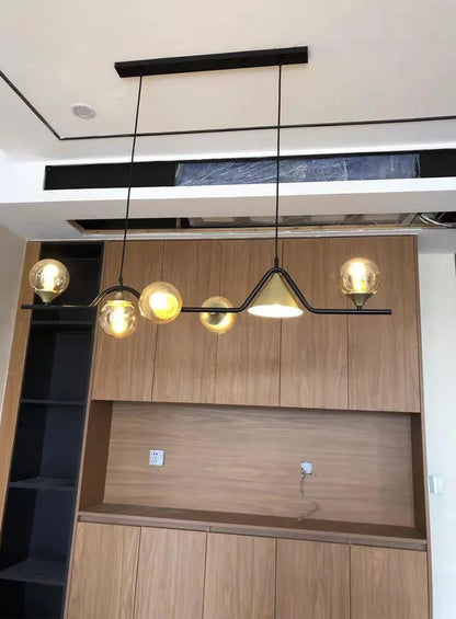 Nordic Black LED Chandelier For Living Room Kitchen Modern Home Indoor Ceiling Lighting Fixtures Glass Ball E14 Hanging Lamps