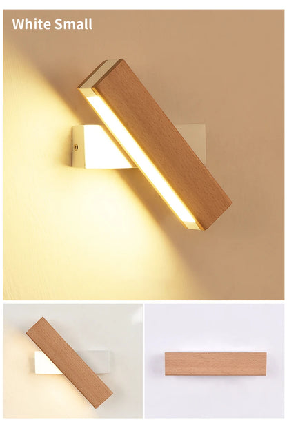 New Rotatable Wall Lamp Nordic Solid Wood LED Wall Light Simple Bedside Study Reading Adjustable Lighting Home Decor Lamps