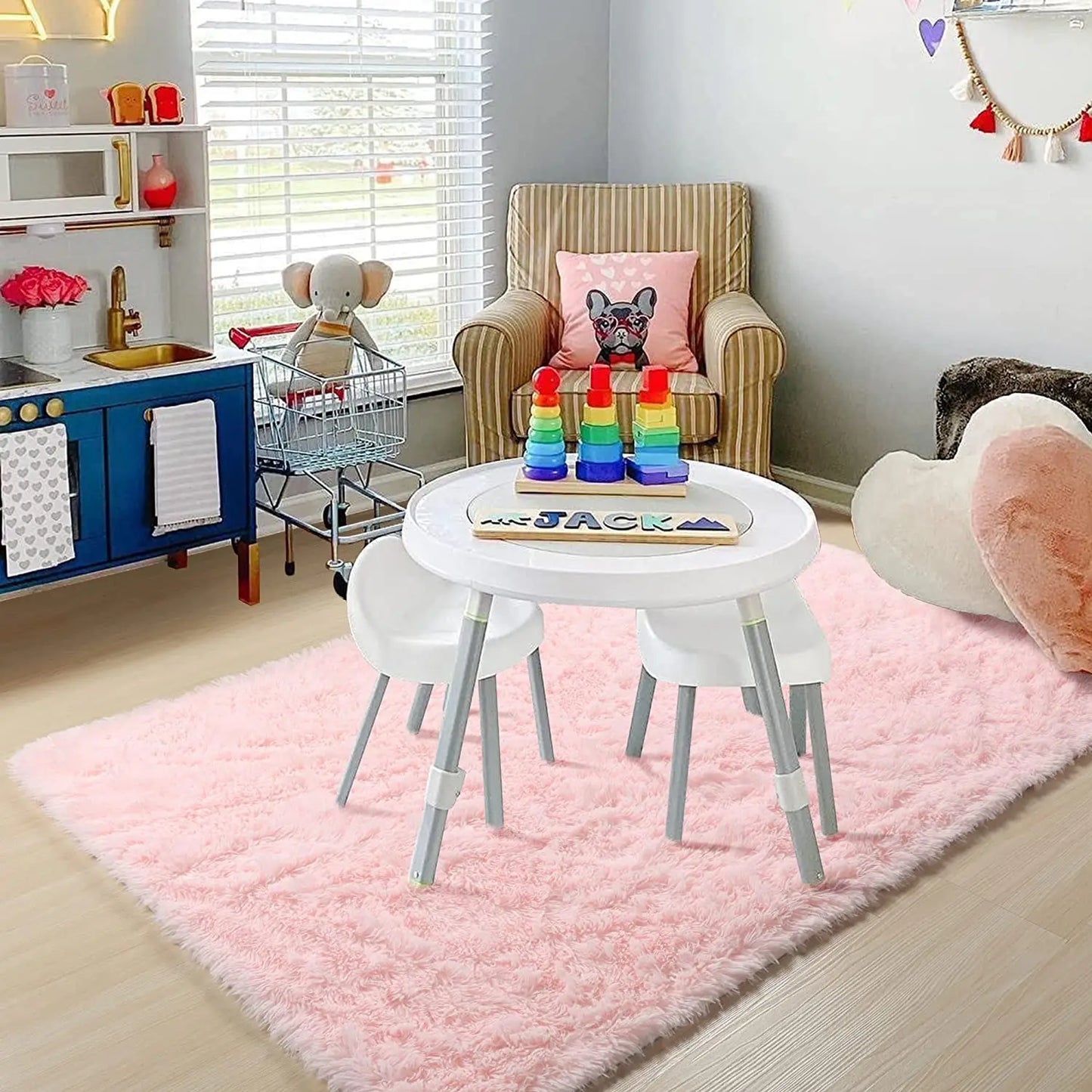 Soft Shaggy Carpet Living Room Fluffy Children Rugs Large Beige Plush Area Rug for Bedroom Kids Room Nursery Modern Home Decor
