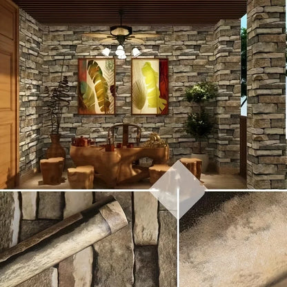 Waterproof Self-Adhesive Stone Brick Wallpaper for Living Room Kitchen Bedroom Removable Stickers for Fall Aesthetic Wall Decor