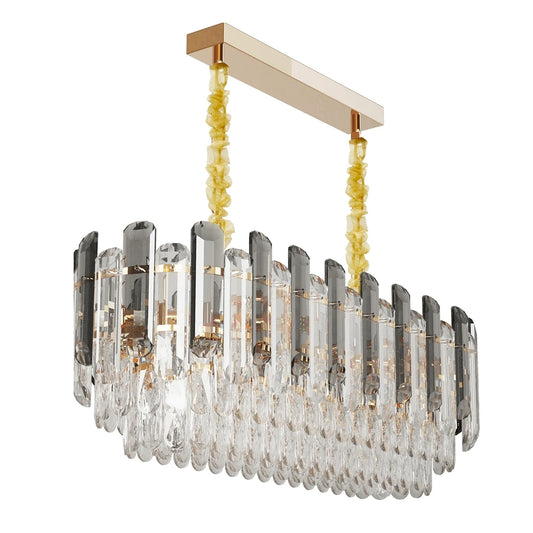 Vrygle Modern Crystal Chandeliers ,6-Light Crystal Rectangle Chandeliers, Dining Room Light Mount for Living Room Kitchen，room