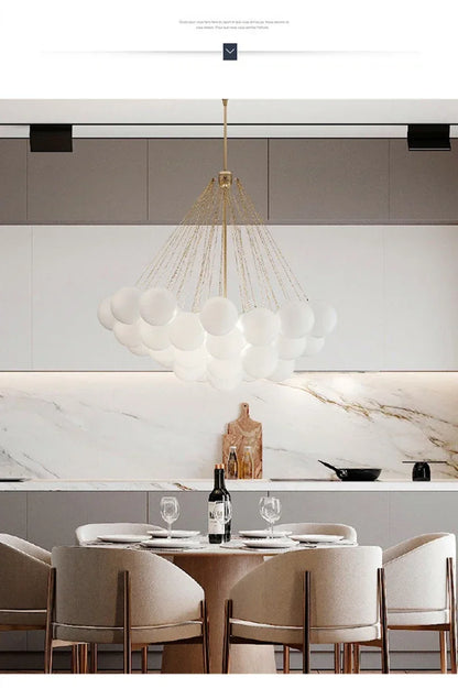 Nordic Bubble Glass Chandelier for Living Dining Table Room Decoration Frosted Glass Gold Black LED Ceiling Pendant Light