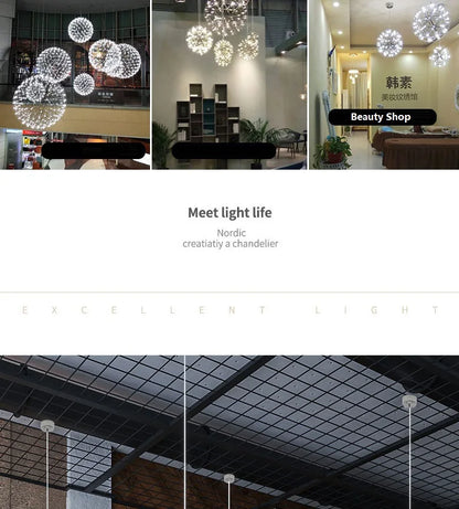 Chandelier Shop Commercial Spark Ball Full Sky Star Milk Tea Shop Restaurant Exclusive Network Bar Creative Art Decoration Light