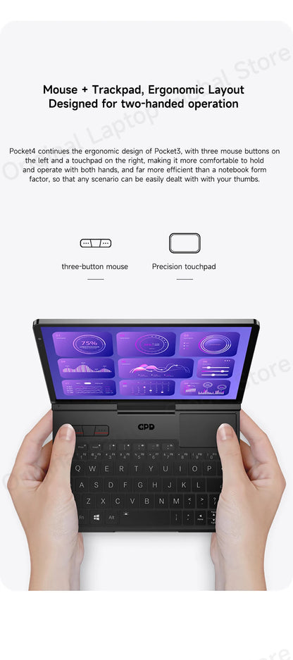 GPD Pocket 4 2025 Model AMD R7 8840U/AI 9 365/AI 9 HX 370 Processor 8.8-inch 2.5K Resolution 144 Hz Refresh Rate Mini Laptop