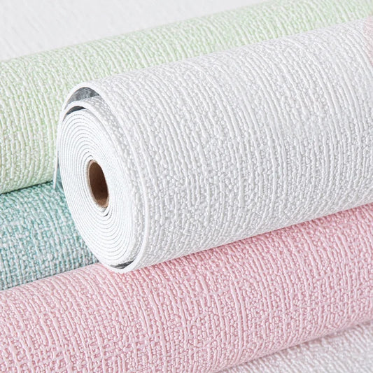 DIY Linen 3D Foam Self-adhesive PVC Solid Color Thickened Waterproof Background Wall Renovation Wallpaper Wall Stickers