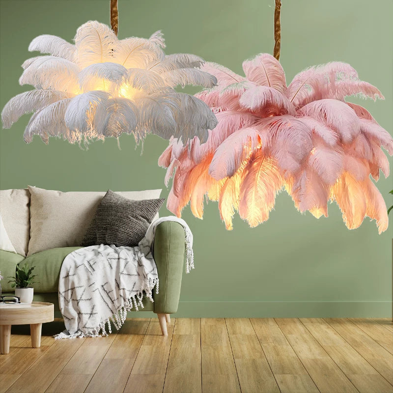 Feather Chandelier Ceiling Lamp LED Pendant Light Nordic Home Decor Lustre Modern Chandelier Pendant Light for Living Room