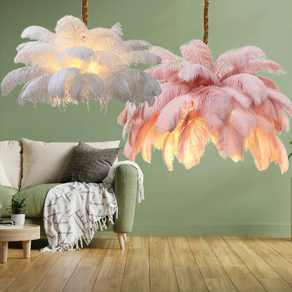 Feather Chandelier Ceiling Lamp LED Pendant Light Nordic Home Decor Lustre Modern Chandelier Pendant Light for Living Room