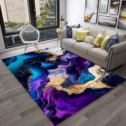 HD Colour Fluid Irregular Illusion Marble 3D Carpet Rug for Home Living Room Sofa Doormat Decor,kids Area Rug Non-slip Floor Mat