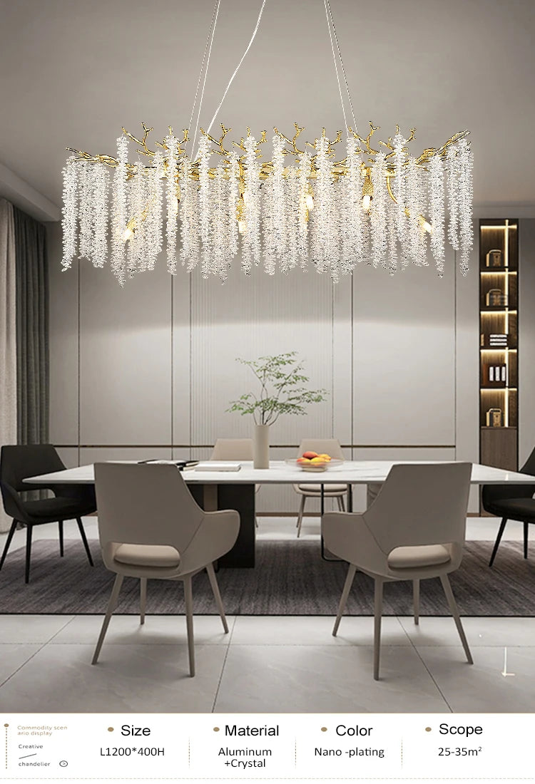 Round Gold Crystal Chandelier For Bedroom Living Room Dining Room Lounge Modern Luxury Gold Ceiling Crystal Branch Chandeliers