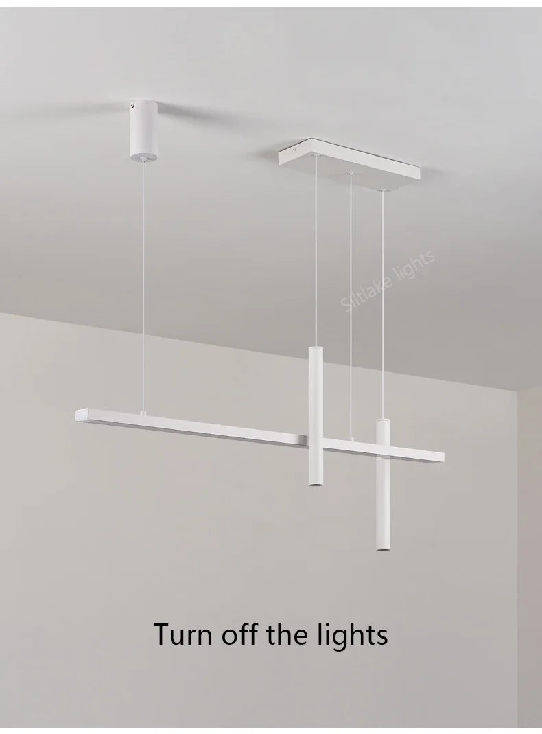 New restaurant chandelier modern simple dining room table bar lights long strip spotlight creative designer pendant lamps