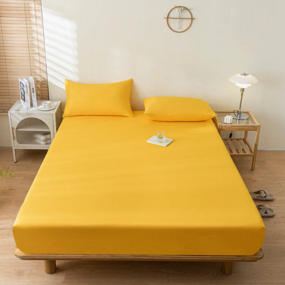 Waterproof Fitted Sheet Single Double Queen Size Mattress Cover Solid Color Fit Sheet 80x200 180x200 With Elastic Band Bed Sheet