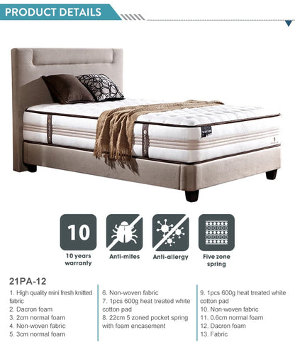 Factory wholesale price Hypo-allergenic mattress manufacturer luxury king queen size hotel bed pocket spring mattress in a box