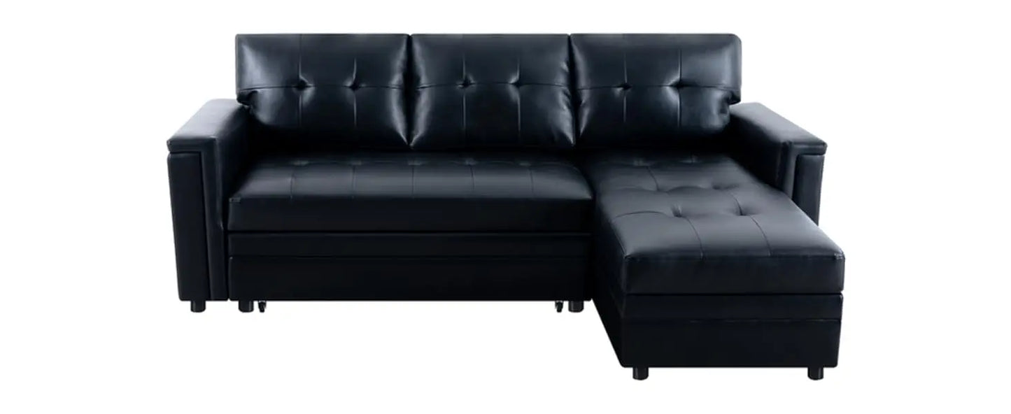 Sofa Beds, with USB Ports-L-Shaped Couch Convertible Pull-Out Bed,Timeless Design,Sturdy Construction, Air Leather Sofas