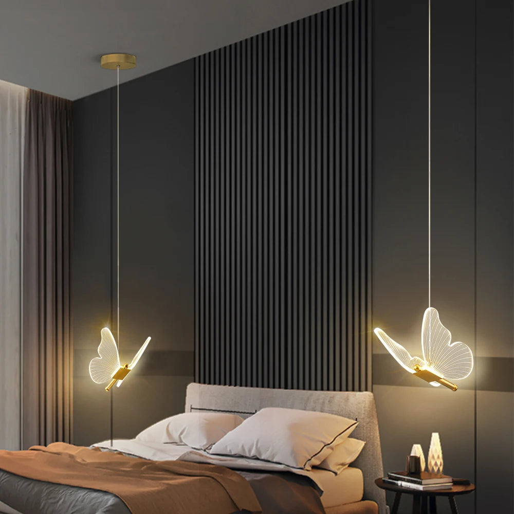 Butterfly Chandelier LED Ceiling Pendant Light Hanging Lamp Dining Living Room For Home Decora Indoor Lighting Bedroom Luminaire