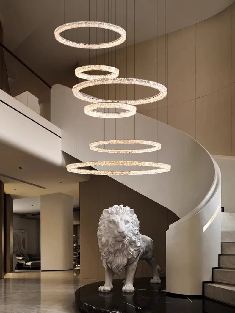 Modern ring stairs led lights pendant light lamps for living room led Chandeliers for dining room hanging light indoor lighting